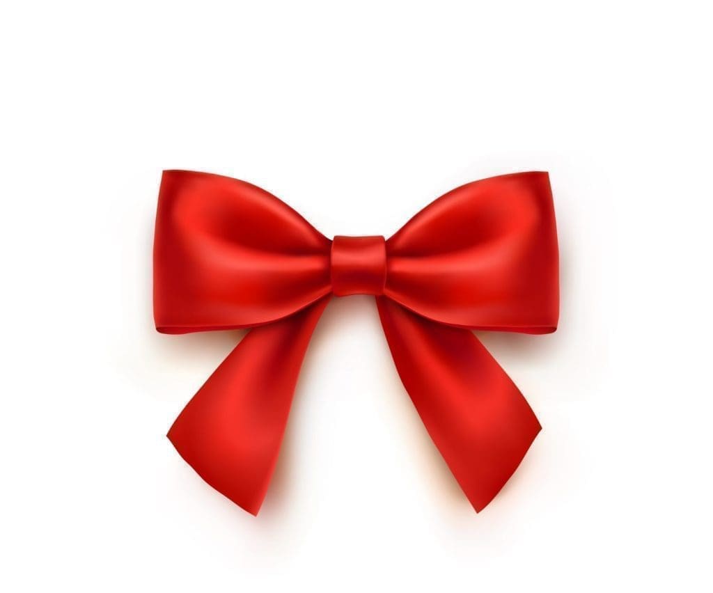 Bow,Isolated,On,White,Background.,Vector,Christmas,Red,Satin,Bow