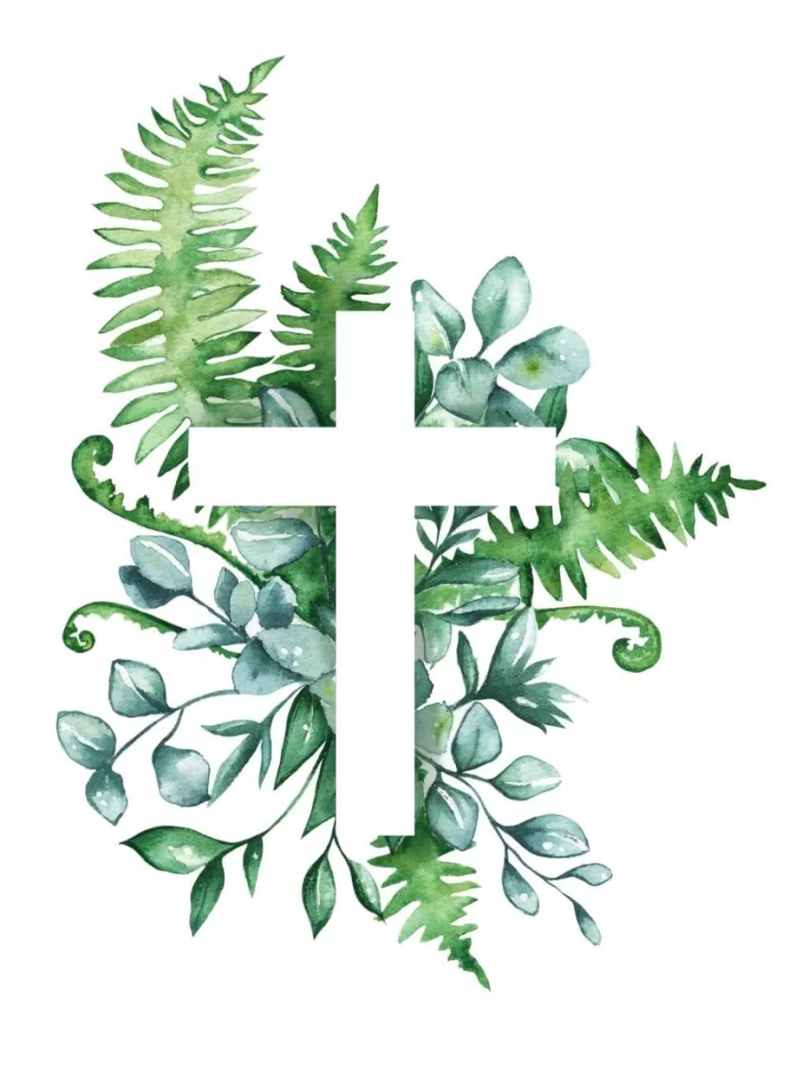 Cross,With,Leaves,,Eucalyptus,,Herbs.,Baptism,,Easter,,Church,,Christianity